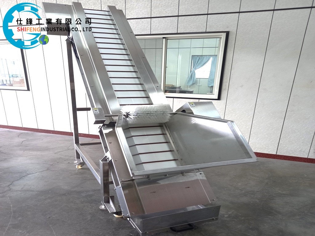 不銹鋼食品帶裙邊加擋板料斗爬升輸送機&客戶案例一